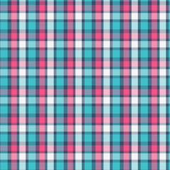 Tartan Pattern in Magenta and Cyan . Texture for plaid, tablecloths, clothes, shirts, dresses, paper, bedding, blankets, quilts and other textile products. Vector illustration EPS 10