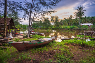 The Couple Traditional boat at bintan island Indonesia