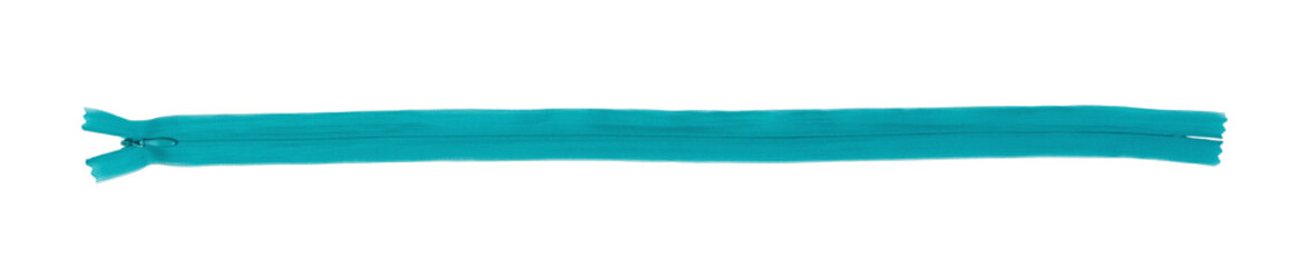 Blue zipper Isolated on white background. top view © sosiukin