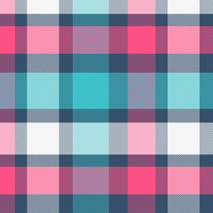Tartan Pattern in Magenta and Cyan . Texture for plaid, tablecloths, clothes, shirts, dresses, paper, bedding, blankets, quilts and other textile products. Vector illustration EPS 10