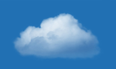 Realistic cloud over blue sky background. Vector illustration.