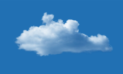 Realistic cloud over blue sky background. Vector illustration.