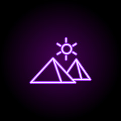 pyramids neon icon. Elements of hotel set. Simple icon for websites, web design, mobile app, info graphics