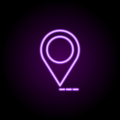 pin on the map neon icon. Elements of hotel set. Simple icon for websites, web design, mobile app, info graphics