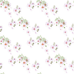 Field of white chamomile, great design for any purposes. Abstract bouquet design. Retro style.