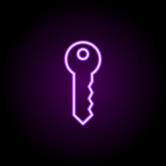 key neon icon. Elements of hotel set. Simple icon for websites, web design, mobile app, info graphics