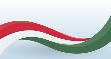 Hungary Waving National flag. Modern unusual shape. Design template for decoration of flyer and card, poster, banner and logo. Isolated vector illustration.