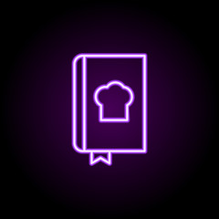 book of recipes neon icon. Elements of web set. Simple icon for websites, web design, mobile app, info graphics