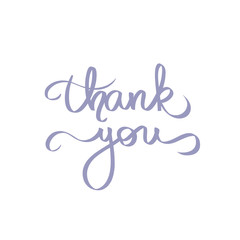 Thank You. Violet thank you vector. Wish for you. Violet color illustration on white. Thank you beautiful lettering text. Hand drawn invitation. T-shirt print design. Handwritten modern brush