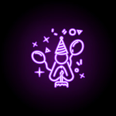 Fototapeta na wymiar Birthday boy dusk style neon icon. Elements of birthday set. Simple icon for websites, web design, mobile app, info graphics
