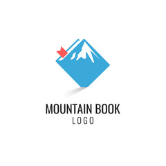 Book with mountains creative logo design template