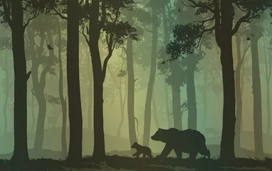 Fotobehang bears in the forest © kozerog2015