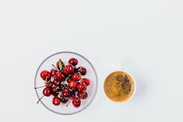 Top view minimal composition of healthy snack plate