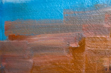 Colored oil strokes on canvas with a brush, abstract lines