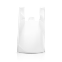 T-shirt plastic bag package. Vector illustration isolated on white background. Ready for your design, promo and etc. EPS10.