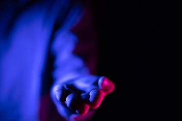 open hand in dark mode