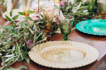 Boho wedding table for a newlywed banquet.