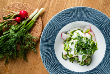 summer fresh salad with radishesa and cucumber