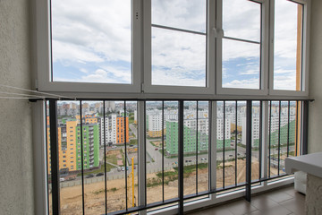 Fototapeta na wymiar Beautiful view from the balcony to the new residential area