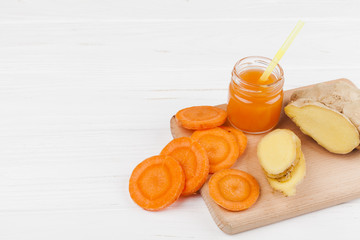 Bright smoothie of carrots and ginger