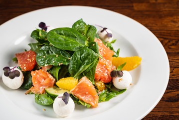 caesar salad with salmon fish