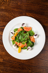 caesar salad with salmon fish
