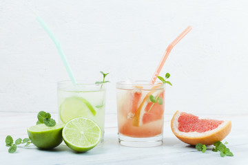 Various refreshing citrus beverages