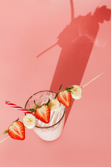 Milk cocktail with strawberry and banana