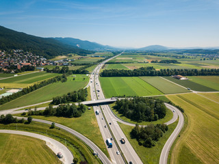 Aerial View Oensingen Switzerland Highway Intersection