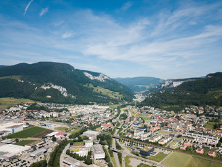 Aerial View Oensingen Switzerland Highway Intersection