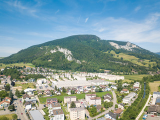 Fototapeta na wymiar Aerial View Oensingen Switzerland Highway Intersection