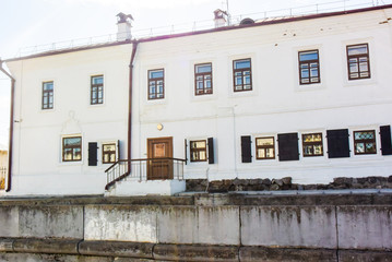 lesosibirsk / Russia - june 06 2019: old wooden houses with carved Windows. Small town. Village