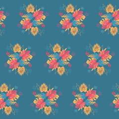 Obraz premium Tropical seamless pattern with green and beige leaves. design. Flat jungle print.