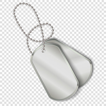 Vector Military Dog Tags on transparent background. 