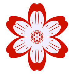 red flower blossom flat icon simple bloom