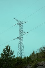 Obraz premium electricity tower and blue sky in the nature 
