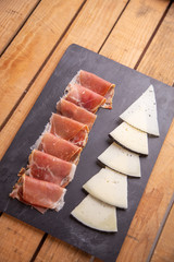 Serrano cheese and ham table from Spain