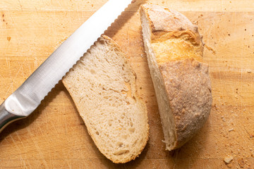 fresh bread on a cutting board