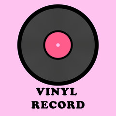 Vinyl record on a pink background, vector