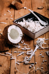 Composition with fresh coconut flakes.