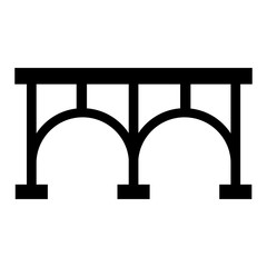 Bridge over the river, black on a white background, vector