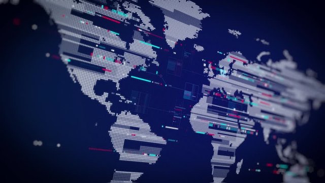 Global Blue World Map Loop. This animated World map with visual effects and glowing connections in different places on the map. Perfect for slideshows, presentation, trailers, sci-fi openers