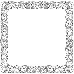 Vintage Thailand flower square frame border
