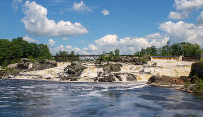 Lewiston Falls with a railroad bridge