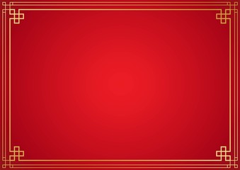 Chinese frame background. Red and gold color. Vector illustration EPS10 