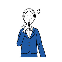 Illustration of a business woman who makes a troubled look.