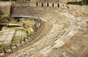 Ancient amphitheater in Ohrid. Macedonia
