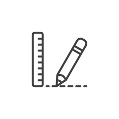 Ruler and pencil line icon. linear style sign for mobile concept and web design. Tailor's tools outline vector icon. Sewing symbol, logo illustration. Vector graphics
