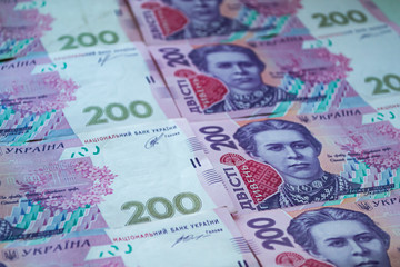 Obraz premium Ukrainian hryvnia. Two hundred hryvnia on white background
