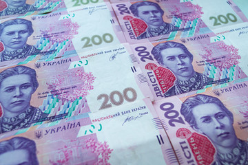 Ukrainian currency. Two hundred hryvnia background